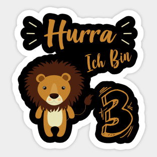 Hooray I'm Three Lion Child Birthday Gift Sticker